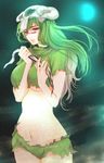  arrancar bleach breasts female green_hair hana_(interstice) highres moon neliel_tu_oderschvank nelliel_tu_odelschwanck outdoors sky solo underboob 