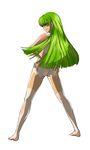  ass bare_shoulders barefoot c.c. cc code_geass feet female full_body green_hair hands_on_hips long_hair looking_back nude simple_background solo tan tanline tanlines white_background yellow_eyes yun_bruin 