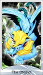  atlus blue_eyes claws faings fangs highres horn lion persona persona_3 shin_megami_tensei snake tarot wings 