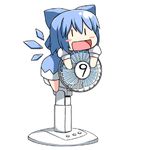  1girl animated animated_gif blush_stickers cirno electric_fan lowres masuneko mundane_utility solo touhou wings 