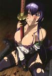  blood bra busujima_saeko duplicate highschool_of_the_dead katana lingerie nyantype solo sword underwear weapon 