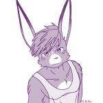  anthro hare kemono lagomorph leporid male mammal multicolored_body muscular neutral_expression perspective si_if_jes simple_background sketch sleeveless_shirt solo solo_focus taro_(kaprica_fantazio) 