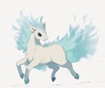  alternate_color commentary_request eyelashes fire full_body green_eyes green_fire horse looking_back no_humans oimo_kenpi pokemon pokemon_(creature) ponyta sparkle white_background 