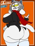  2022 5_fingers anthro big_breasts big_butt breasts butt canid canine clothing felid feline female fingers fur grey_hair hair hi_res huge_butt jyto mammal solo tem temmie_(undertale) temren_(jyto) undertale undertale_(series) video_games white_body white_fur 