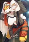  absurd_res anthro breasts cinderace clothed clothing female generation_8_pokemon hi_res holding_object looking_at_viewer milk nintendo open_mouth pokemon pokemon_(species) red_eyes solo video_games white_body zinfyu 