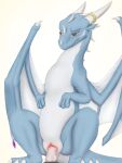  anthro blue_body blush dildo dildo_in_pussy dildo_insertion dildo_sitting dragon female genitals hi_res k-dra61 penetration pussy red_eyes sex_toy sex_toy_in_pussy sex_toy_insertion simple_background solo vaginal vaginal_penetration white_background white_body wings 