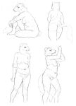  anthro belly breasts butt cettus female hi_res mammal maren_sommer mustela mustelid musteline nude pose pudgy_belly rear_view sitting sketch sketch_page slightly_chubby solo standing stoat true_musteline 