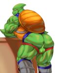  alien balls butt clothing f-zero genitals green_body hi_res male monochrome_kg muscular nintendo pico_(f-zero) speedo swimwear video_games yellow_eyes 