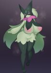  anthro big_breasts bluespice blush breasts female genitals green_body hi_res looking_at_viewer meowscarada nintendo nipples pokemon pokemon_(species) purple_eyes pussy solo video_games 