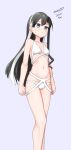  1girl absurdres alternate_costume arms_at_sides bikini black_hair blue_eyes breasts closed_mouth cross-laced_bikini cross-laced_clothes cross-laced_swimsuit dated feet_out_of_frame grey_background hair_between_eyes highres kantai_collection long_hair maru_(marg0613) navel no_eyewear one-hour_drawing_challenge ooyodo_(kancolle) simple_background small_breasts solo swimsuit twitter_username very_long_hair white_bikini 
