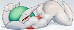 2022 absurd_res butt female fir3born flat_chested gardevoir generation_3_pokemon hi_res humanoid looking_at_viewer narrowed_eyes nintendo nipples not_furry nude pokemon pokemon_(species) red_eyes simple_background solo video_games white_background white_body white_skin 