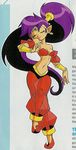  armband artist_request bandeau breasts cleavage closed_eyes dancing earrings genie harem_outfit jewelry long_hair midriff navel o-ring o-ring_top pointy_ears pointy_shoes ponytail purple_hair scan scan_artifacts see-through shantae_(character) shantae_(series) shoes small_breasts solo 