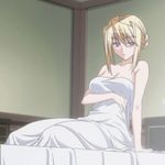  animated animated_gif bed blonde_hair blue_eyes blush breasts large_breasts lowres nipples nude princess_lover screencap silvia_van_hossen solo 