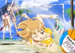  akai_shinju ankoku_tiger ass beach_volleyball bikini caren_(mermaid_melody_pichi_pichi_pitch) coco_(mermaid_melody_pichi_pichi_pitch) jump jumping mermaid_melody_pichi_pichi_pitch net noel_(mermaid_melody_pichi_pichi_pitch) sand swimsuit thong_bikini touin_rina volleyball 