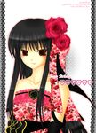  asriel black_hair brown_eyes dress dresses female flower girl gothic hisuri_rii kokomi lace red_dress rose smile 
