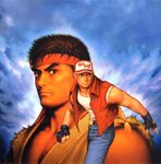  2boys art capcom capcom_vs_snk highres king_of_fighters male male_focus mori_toshiaki multiple_boys official_art ryu ryuu_(street_fighter) shinkiro snk street_fighter terry_bogard 