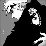  artist_request flower konan lowres monochrome naruto naruto_shippuuden oioi030 pain_(naruto) pein 