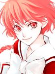  braid clamp female magic_knight_rayearth red_eyes red_hair school_uniform shidou_hikaru smile 