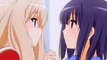  2girls animated animated_gif gif kawamura_reo kiss long_hair multiple_girls pedobear sawaguchi_mai school_uniform short_hair sono_hanabira_ni_kuchizuke_wo when_you_see_it yuri 