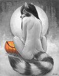  2022 anthro difetra digital_media_(artwork) female hi_res mammal nude procyonid raccoon sitting solo 