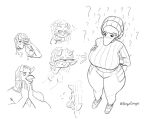  anthro babs_(gvh) beanie big_breasts blush bodily_fluids breasts clothed clothing dinosaur dreadlocks duo erin_(snoot_game) eyes_closed female goodbye_volcano_high hair hat headgear headwear horn long_hair long_snout meme monochrome open_mouth orange_bongo question_mark reaction_image reptile scalie simple_background sketch sketch_page snoot_game_(fan_game) snout sweat thick_thighs tight_clothing video_games white_background wide_hips 