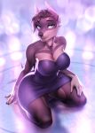  2021 5_fingers anthro blue_eyes breasts brown_hair canid canine canis clothed clothing digital_media_(artwork) domestic_dog eyebrows eyelashes female fingers hair kneeling mammal smile smileeeeeee solo 