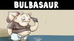  16:9 bulbasaur desmond_(smiling_friends) ergomancy feral generation_1_pokemon gun hi_res imminent_death imminent_suicide male nintendo obese overweight pokemon pokemon_(species) purple_eyes ranged_weapon solo video_games weapon white_body widescreen 