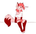  2022 anthro blep breasts canid canine clothed clothing digital_media_(artwork) feet female fingers fox josycidart mammal simple_background sitting solo toes tongue tongue_out white_background 