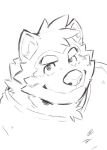  anthro canid canine canis domestic_dog eyebrows headshot_portrait heylaw21 high-angle_view lifewonders live-a-hero looking_at_viewer male mammal mokdai portrait short_ears sketch smile solo thick_eyebrows video_games 