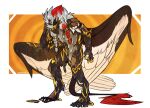  anthro artist_name beak black_beak black_wings brown_body claws feathered_wings feathers full-length_portrait goo_transformation kardinaluz male nude open_mouth portrait shadowwolfhunter simple_background solo standing tail_tuft transformation tuft white_body white_claws white_feathers white_wings wings 