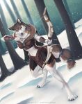  2022 4_toes 5_fingers anthro armello arrow_(weapon) artist_name bow_(weapon) brown_body brown_fur canid canine canis claws clothed clothing digital_media_(artwork) feet female finger_claws fingers fur hi_res holding_bow holding_object holding_weapon mammal multicolored_body multicolored_fur plant ranged_weapon river_(armello) snow solo text toe_claws toes tree two_tone_body two_tone_fur url video_games weapon white_body white_fur wolf wyla yellow_eyes 