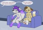  anthro canid canine colored contest cooper_(ritzcat) desperation dialogue domestic_cat duo felid feline felis fox furniture inside male mammal newspaper nude omorashi peeing ritz_(ritzcat) ritzcat shaking sofa speech_bubble text trembling 