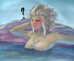  androidz anthro bathing breasts chest_tuft dark_sclera female fur genitals hair haplorhine hi_res hot_spring looking_at_viewer macaque mammal monkey nipple_outline nude old_world_monkey pai(androidz) primate simple_background skinny_dipping solo tuft water wet 