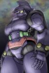  absurdres arms_at_sides em_(akunomachine) helmet highres mecha mecha_musume no_humans robot standing super_robot tetsujin_28 tetsujin_28-gou yellow_eyes 