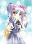  blue_hair hoshino_ruri kidou_senkan_nadesico martian_successor_nadesico microphone ribbon ribbons yellow_eyes 