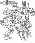  armored_core from_software mecha missile_launcher monochrome radar rocket_launcher weapon 