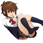  blush boy brown_eyes brown_hair crosdressing crossdress crossdressing footwear handa_shin'ichi handa_shinichi inazuma_eleven inazuma_eleven_(series) male male_focus panties short_hair skirt socks trap underwear 