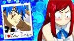  1boy 1girl blue_hair blush erza_scarlet fairy_tail gerard_fernandes heart jellal_fernandes red_hair 