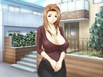  areola_slip areolae breasts cleavage covered_nipples game_cg house huge_breasts milk_junkies no_bra solo tatsunami_youtoku toyohara_mitsuki 