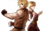  1girl blonde_hair dougi fingerless_gloves gloves king_(snk) ryou_sakazaki ryuuko_no_ken sash short_hair sleeveless steward_b the_king_of_fighters vest 