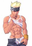  bara blonde_hair gay male muscle penis see-through solo soraou tokisige yellow_hair 