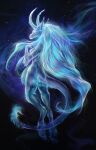  2022 anthro blue_hair breasts cosmic_background digital_media_(artwork) dragon featureless_breasts feet female fingers fur furred_dragon hair hi_res isvoc non-mammal_breasts nude toes wingless_dragon 