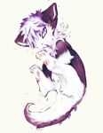  chest_tuft dragon fluffy fur furred_dragon guo1 hair kemono male paws purple_body solo tuft white_body white_fur white_hair 