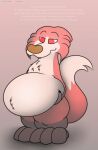  ambiguous_gender anthro belly big_belly biped canid canine drake_(kitty_pride) fangs fox foxball fur half-closed_eyes hanging_belly hi_res kitty_pride mammal multicolored_body narrowed_eyes nude simple_background smile solo standing teeth thick_thighs video_games vore wide_hips 