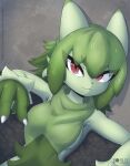  anthro breasts female floragato green_body green_hair hair hi_res looking_at_viewer nintendo pokemon pokemon_(species) red_eyes rilex_lenov solo video_games 