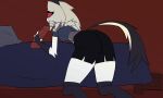  5:3 animated anthro big_breasts big_butt breasts butt canid canid_demon canine dark_body dark_fur demon dildo female fur grey_body grey_fur grey_hair hair hellhound helluva_boss hi_res loona_(helluva_boss) mammal raised_hips sex_toy short_playtime side_boob solo thick_tail thick_thighs tuft white_body white_fur wide_hips zync 