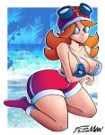  absurdres blue_eyes full_body fuzzmanarts highres looking_to_the_side mona_(warioware) orange_hair short_shorts shorts solo warioware 