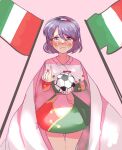  1girl absurdres adapted_costume ball blue_eyes blue_hair closed_mouth crying crying_with_eyes_open dress highres holding holding_ball italian_flag kalejdodatabase sketch soccer_ball solo tears tenkyuu_chimata touhou 