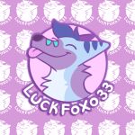  anthro blepping blue_body blue_fur canid canine fox fur hi_res logo luckfoxo33 mammal tolnga 