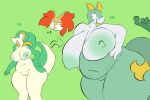  2022 anthro anthrofied areola big_areola big_breasts blaire_(plantedpot) breasts canid canine cheek_tuft curvy_figure delphox duo elemental_creature eyelashes facial_tuft female flora_fauna fox fur generation_5_pokemon generation_6_pokemon genitals green_areola green_background green_nipples hand_on_hip hi_res huge_breasts inner_ear_fluff leg_markings mammal markings miranda_(plantedpot) navel nintendo nipples no_pupils number open_mouth overweight overweight_female plant plantedpot pokemon pokemon_(species) pokemorph portrait pussy red_body red_fur scales serperior simple_background slightly_chubby snivy solo_focus text thick_thighs three-quarter_portrait tuft video_games voluptuous white_body white_fur white_scales wide_hips yellow_body yellow_fur 